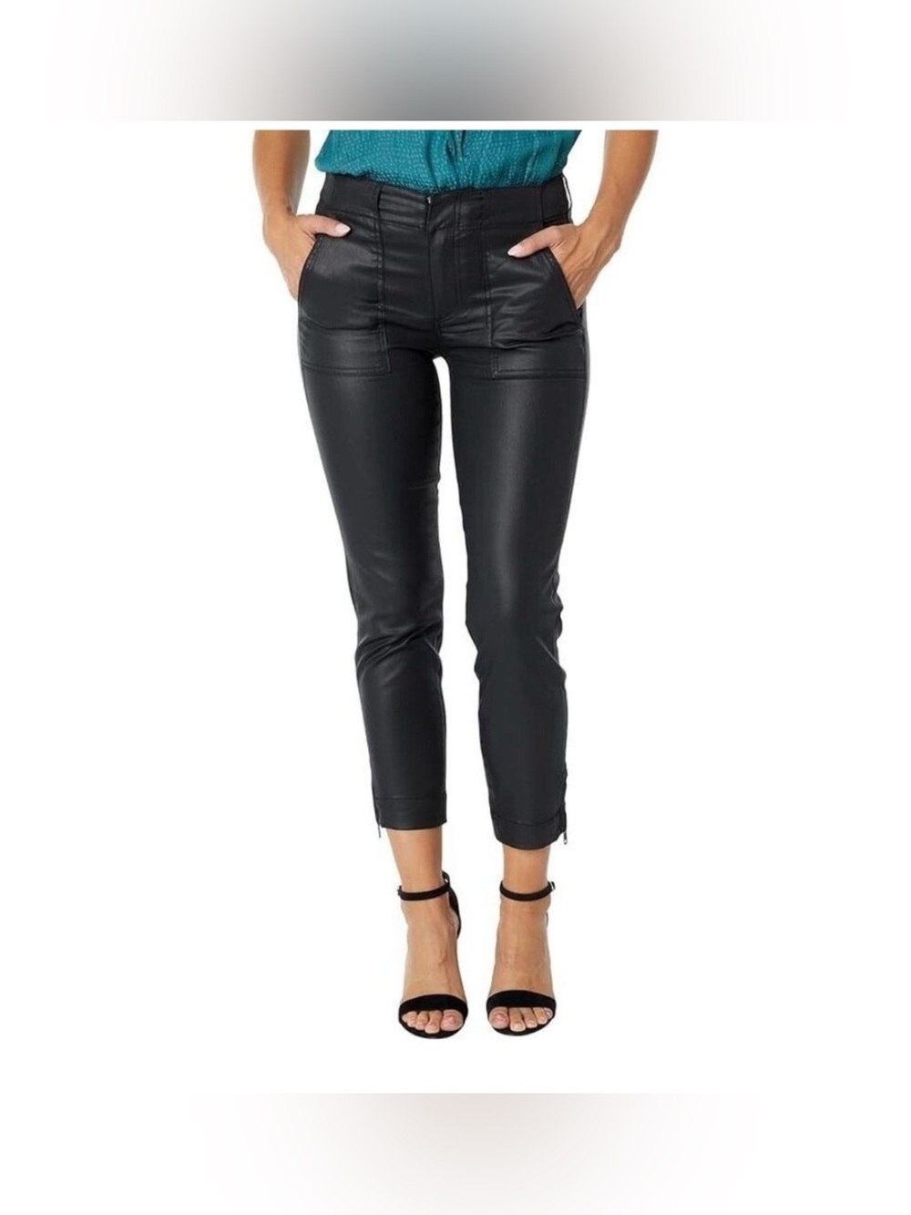 Kut From The Kloth Pants Women's 8 Black Faux Leather Reese Ankle Straight Leg D